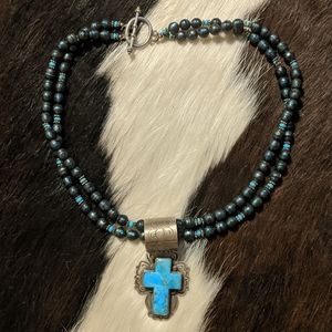 BEAUTIFUL turquoise cross necklace